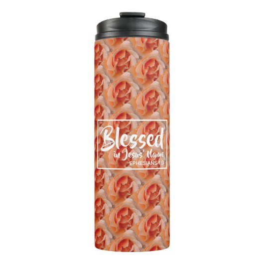 BLESSED Floral Ephesians Christelijke scripts Thermosbeker (Voorkant)
