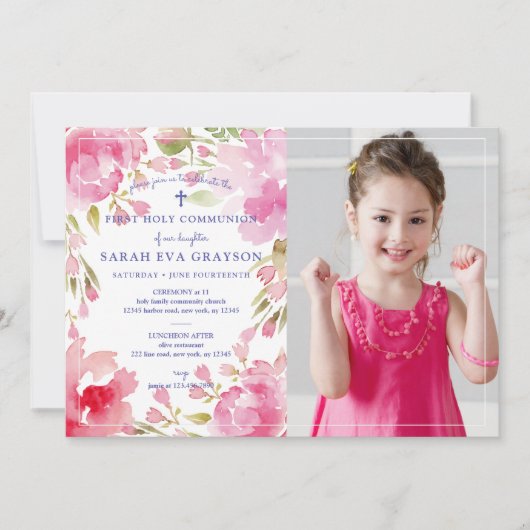 Blessed Foliage First Heilige Communfoto Kaart (Voorkant)