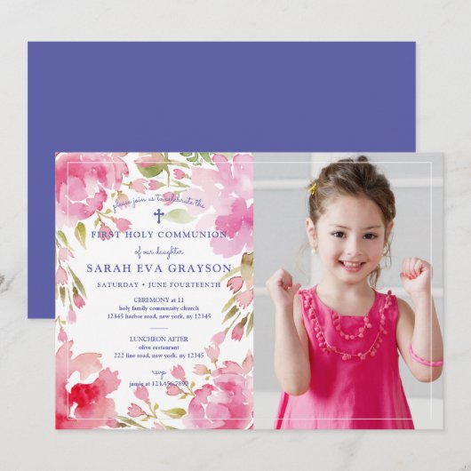 Blessed Foliage First Heilige Communfoto Kaart (Voorkant / Achterkant)