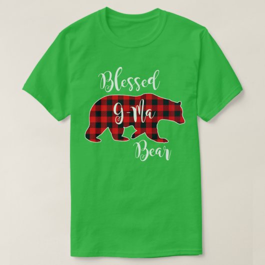 Blessed G-Ma Bear Red Buffalo Check Plaid Fun Gran T-shirt (Design voorkant)