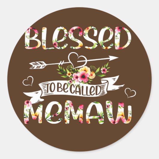 Blessed genaamd Memaw Floral Funny Grandma Ronde Sticker (Voorkant)