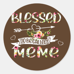 Blessed genaamd Meme Floral Funny Grandma Ronde Sticker