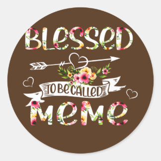 Blessed genaamd Meme Floral Funny Grandma Ronde Sticker