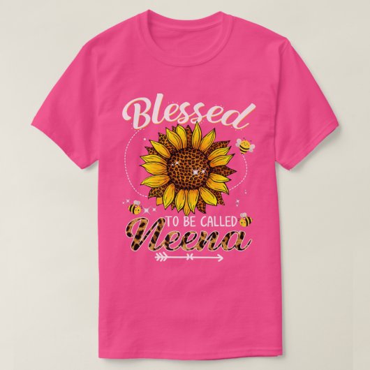 Blessed genaamd Neena Funny Leopard Sunflower T-shirt (Design voorkant)