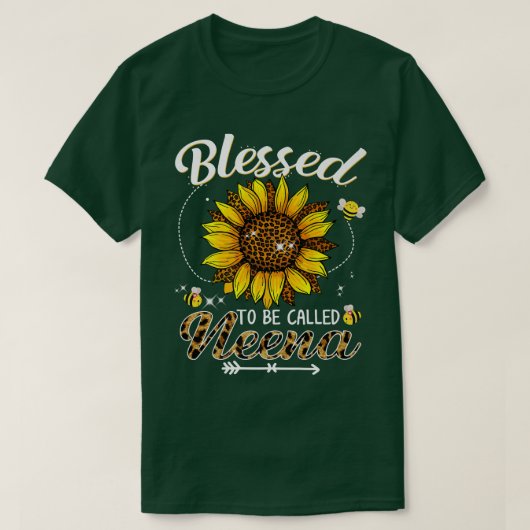 Blessed genaamd Neena Funny Leopard Sunflower T-shirt (Design voorkant)