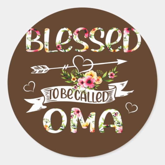 Blessed genaamd Oma Floral Funny Grandma Ronde Sticker (Voorkant)
