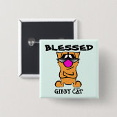 BLESSED, GIBBY CAT-toetsen Vierkante Button 5,1 Cm (Voorkant /achterkant)