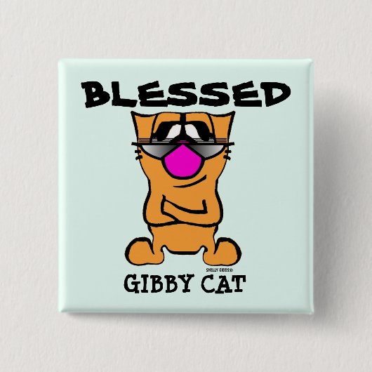 BLESSED, GIBBY CAT-toetsen Vierkante Button 5,1 Cm (Voorkant)