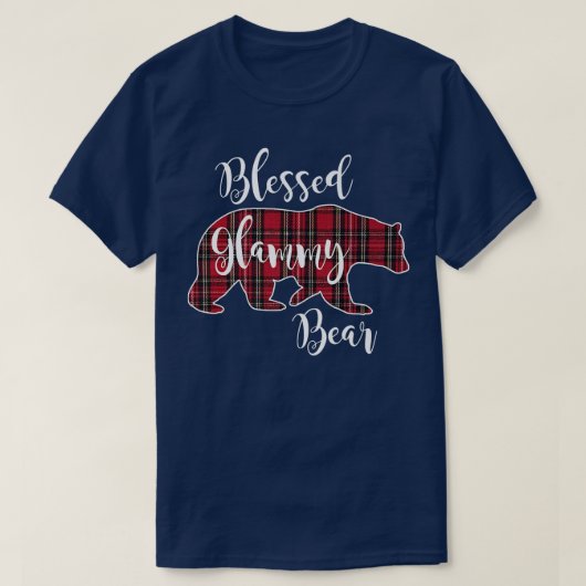 Blessed Glammy Bear Red Tartan Plaid Grandma Gift T-shirt (Design voorkant)