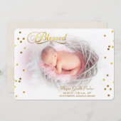 Blessed Gold Confetti Foto geboorteaankondiging Aankondiging (Voorkant / Achterkant)