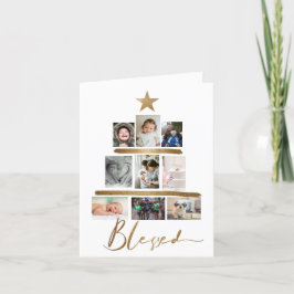 Blessed Gold Script-kerstboom Foto Collage Feestdagen Kaart