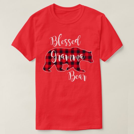 Blessed Gramma Bear Red Buffalo Check Plaid Fun Gr T-shirt (Design voorkant)