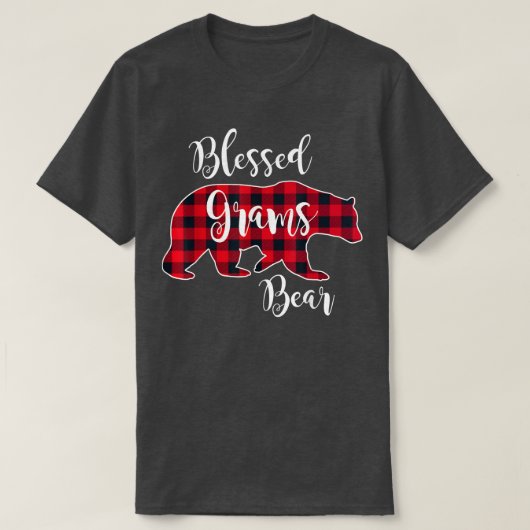 Blessed Grams Bear Red Buffalo Check Plaid Fun Gra T-shirt (Design voorkant)