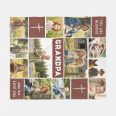 Blessed Grandpa 12 Photo Collage Custom Text Fleece Deken (Voorkant (Horizontaal))