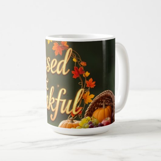 Blessed & Grateful Mug  - Inspirational Koffiemok (Voorkant rechts)