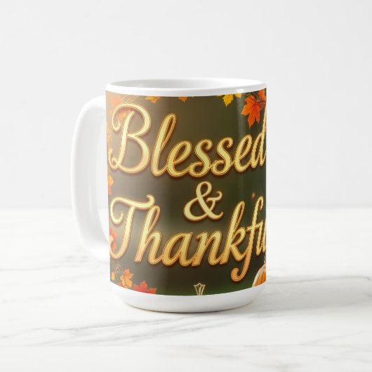 Blessed & Grateful Mug  - Inspirational Koffiemok (Voorkant links)