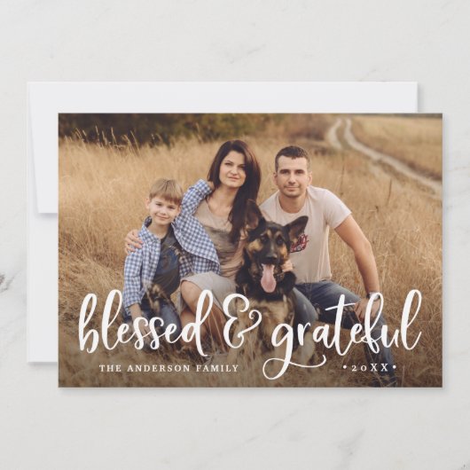Blessed & Grateful Photo Thanksgiving Kaart (Voorkant)