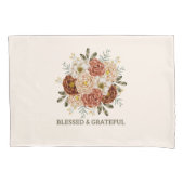 Blessed & Grateful – Waterverf Bloemen Gooi Pillo Kussensloop (Voorkant-Links)