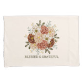 Blessed & Grateful – Waterverf Bloemen Gooi Pillo Kussensloop (Voorkant-Rechts)