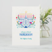 Blessed Hanukkah Flat Holiday Card Feestdagenkaart (Staand voorkant)