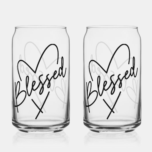 Blessed Heart Modern Script Blikvorm Glas (Achterkant)