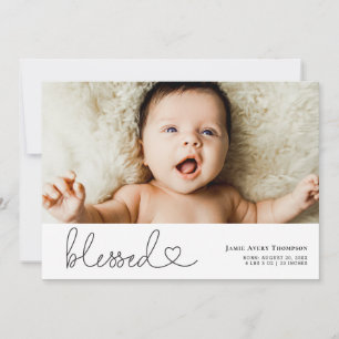 Blessed Heart Script Fotogeboorteaankondiging Aankondiging