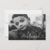 Blessed Heart Script Minimal Photo First communion Bedankkaart (Voorkant)