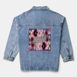Blessed Hearts Bloemen Blauw Denim Jas Denim Jacket