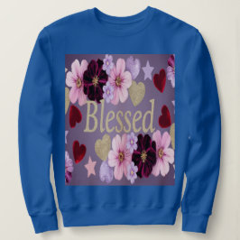Blessed Hearts Stars Bloemen Blauw Sweatshirt