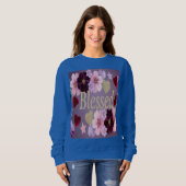 Blessed Hearts Stars Bloemen Blauw Sweatshirt (Voorkant volledig)