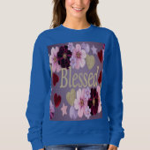 Blessed Hearts Stars Bloemen Blauw Sweatshirt (Voorkant)