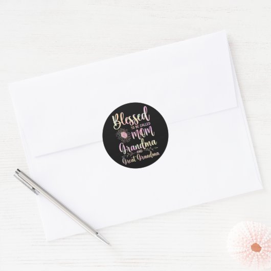 Blessed heet mam oma en grootmoeder ronde sticker (Envelop)