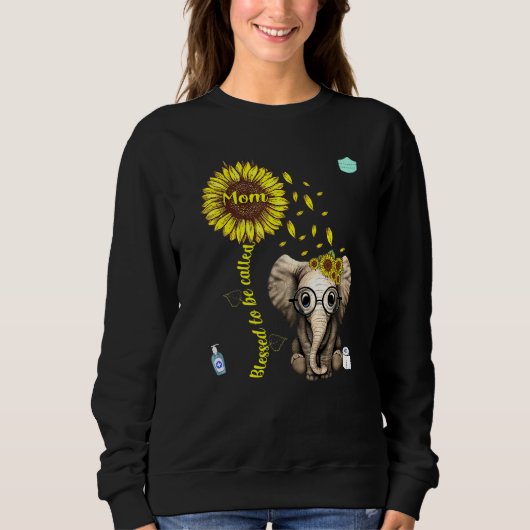 Blessed heet mam Sunflower Elephant Graphi Trui (Voorkant)