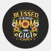 Blessed heet mama en Gigi Sunflower moeder Ronde Sticker (Voorkant)