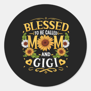 Blessed heet mama en Gigi Sunflower moeder Ronde Sticker