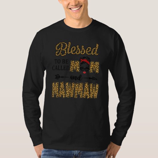 Blessed heet mama en Mawmaw Leopard moeder T-shirt (Voorkant)