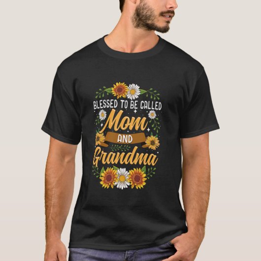 Blessed heet mama en oma Cute Sunflowe T-shirt (Voorkant)