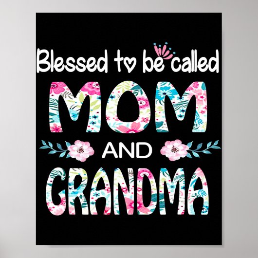 Blessed heet mama en oma Floral Gift Poster (Voorkant)