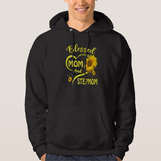 Blessed heet mama en Stepmam Zonnebloem Mot Hoodie (Voorkant)