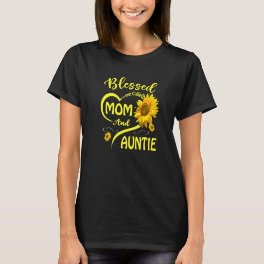 Blessed heet mama en tante Sunflower Moth T-shirt (Voorkant)