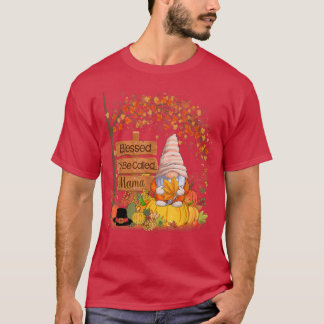 Blessed heet mama Gnome Pumpkin Herfst Dank u T-shirt