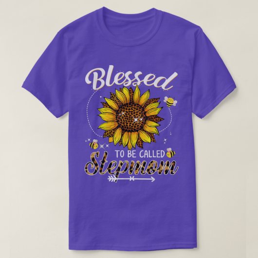 Blessed heet Stepmmam Funny Leopard Sunflow T-shirt (Design voorkant)