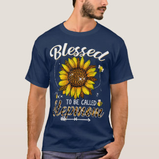 Blessed heet Stepmmam Funny Leopard Sunflow T-shirt