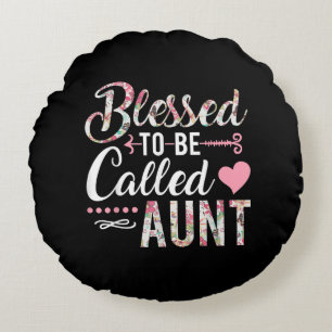 Blessed heet tante Floral Women Gift Rond Kussen