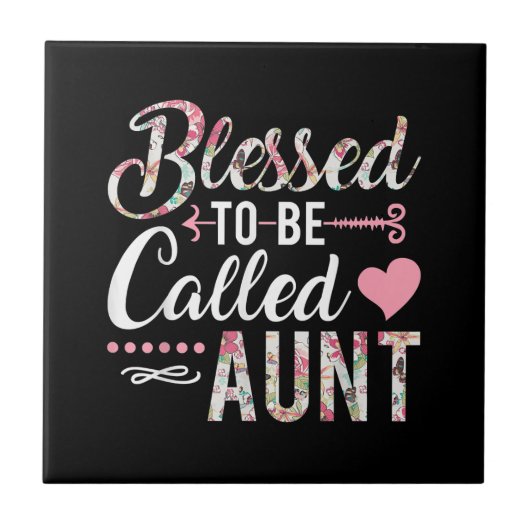 Blessed heet tante Floral Women Gift Tegeltje (Voorkant)