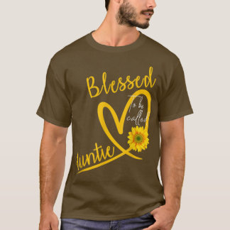 Blessed heet tante Heart Sunflower Moeder T-shirt