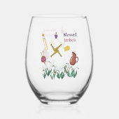 Blessed Imbolc Glass Light Renewal Brigid Design Wijnglas Zonder Voet (Voorkant)