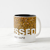 BLESSED in Jezus' naam | Stijlvol Glitter Tweekleurige Koffiemok (Voorkant rechts)
