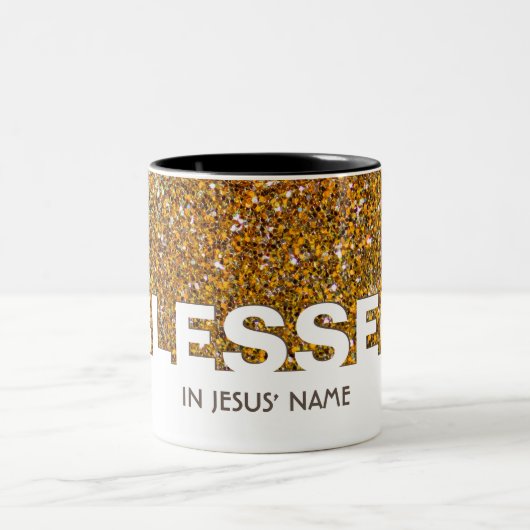 BLESSED in Jezus' naam | Stijlvol Glitter Tweekleurige Koffiemok (Center)