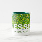 BLESSED in Jezus' naam | Stijlvol GREEN Glitter Tweekleurige Koffiemok (Center)